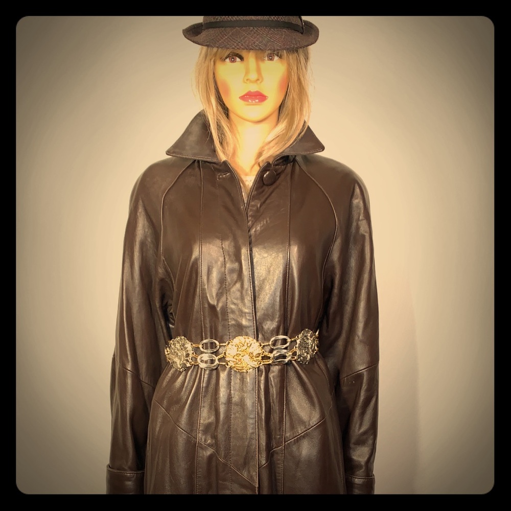 🧡 One of a kind brown all leather coat 🧡